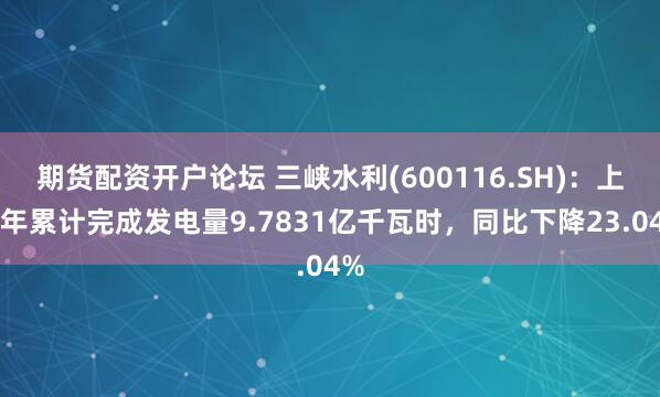 期货配资开户论坛 三峡水利(600116.SH)：上半年累计完成发电量9.7831亿千瓦时，同比下降23.04%