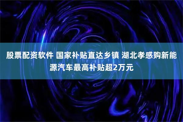 股票配资软件 国家补贴直达乡镇 湖北孝感购新能源汽车最高补贴超2万元